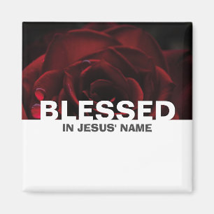 Aangepaste Floral Red Rose BLESSED Magneet