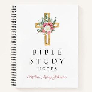 Aangepaste Floral Religious Cross Notitieboek