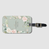 Aangepaste Floral Sage Green Waterverf Gold Bagagelabel (Voorkant (horizontaal))