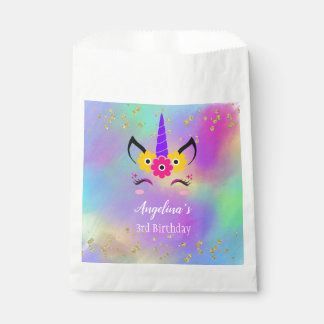 Aangepaste Floral Unicorn Birthday Favor Bag Bedankzakje