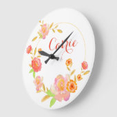Aangepaste Floral Wall Clock Grote Klok (Hoek)