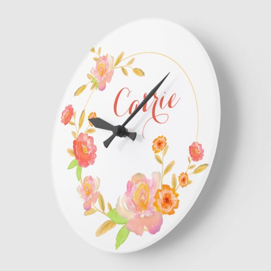 Aangepaste Floral Wall Clock Grote Klok (Hoek)
