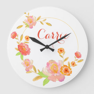 Aangepaste Floral Wall Clock Grote Klok