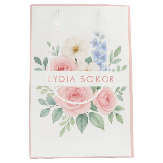 Aangepaste Floral-Waterverf Medium Cadeauzakje (Voorkant)