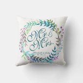 Aangepaste Floral Waterverf Wedding Pillow Kussen (Achterkant)