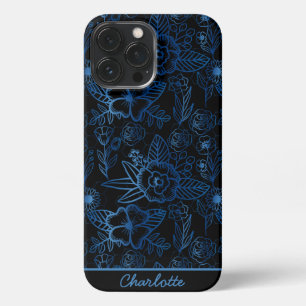 Aangepaste florale naadloze patroon blauw i iPhone 13 pro max hoesje