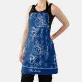 Aangepaste florale naadloze patroon wit - blauw schort (Insitu)