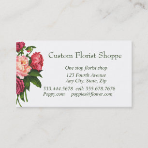 Aangepaste Florist Shoppe Peony Garden Flowers Visitekaartje