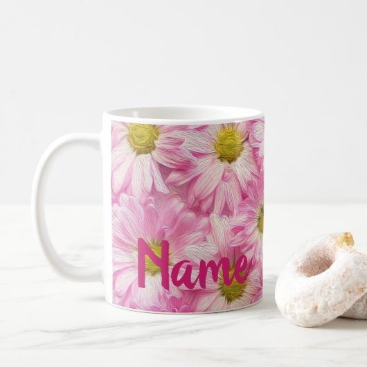 Aangepaste Flowers Daisies Design Coffee Mok (Met donut)