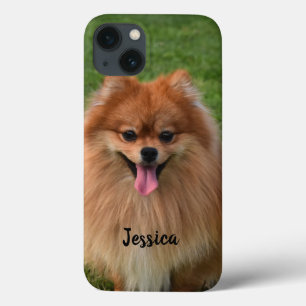 Aangepaste fluffy Brown Pommeren Dog iPhone 13 Hoesje