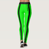 Aangepaste Fluorescerende Groene & Zwarte Strepen  Leggings (Achterkant)