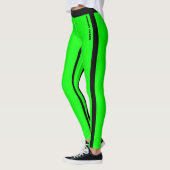 Aangepaste Fluorescerende Groene & Zwarte Strepen  Leggings (Links)