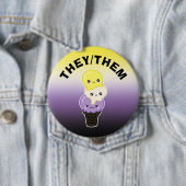 Aangepaste fons - LGBTQ+ Nonbinary Pride Ice Cream Ronde Button 4,0 Cm (In situ)