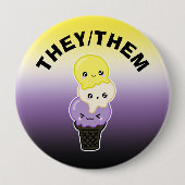Aangepaste fons - LGBTQ+ Nonbinary Pride Ice Cream Ronde Button 4,0 Cm (Voorkant)