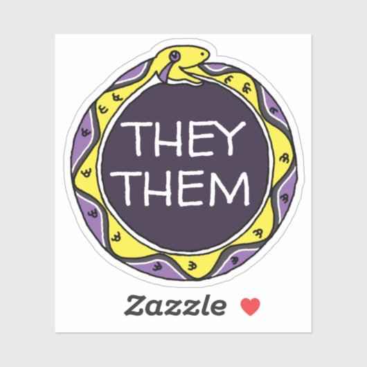 Aangepaste fonteinen LGBTQIA+ Nonbinary Ouroboros Sticker (Vel)