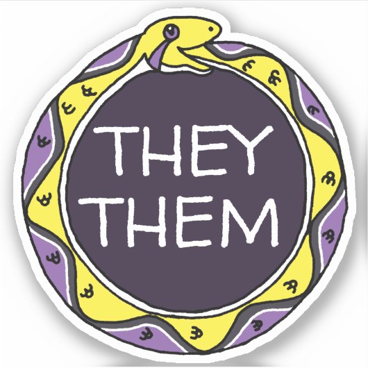 Aangepaste fonteinen LGBTQIA+ Nonbinary Ouroboros  Sticker (Voorkant)