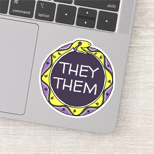 Aangepaste fonteinen LGBTQIA+ Nonbinary Ouroboros Sticker (Detail)