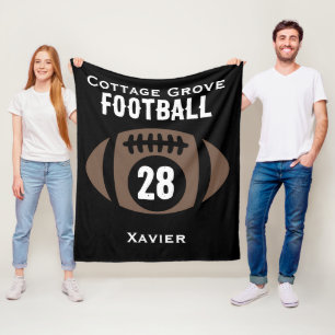 Aangepaste Football naam, nummer, school Fleece Deken
