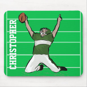 Aangepaste Football Player - Groen en wit aanraaks Muismat
