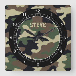 Aangepaste 'Forest Camo'-wandklok Vierkante Klok