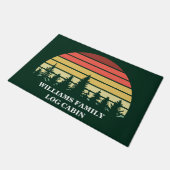 Aangepaste Forest Sunset Groene Bomen Log Cabin Deurmat (Schuin)