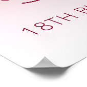 Aangepaste foto 18e verjaardag Bourgogne Poster (Hoek)