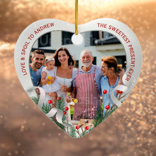 Aangepaste Foto 1e Kerstmis Nieuwe Grootouders Zil Keramisch Ornament