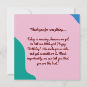 Aangepaste foto 1e verjaardag flat bedankt kaart (Achterkant)