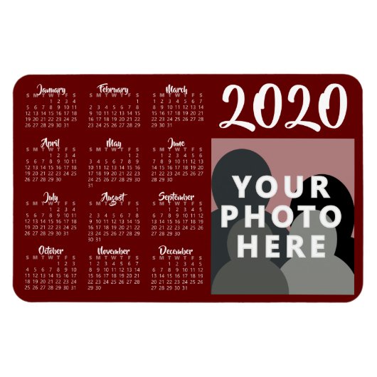 Aangepaste foto 2020 Calendar Magnet Sjabloon | Ro Magneet (Horizontaal)