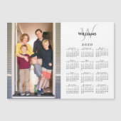 Aangepaste Foto 2020 Kalender Monogram Naam op Wit (Voorkant)