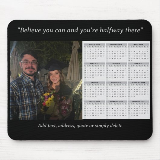 Aangepaste foto 2024 kalender met gepersonaliseerd muismat (Voorkant)