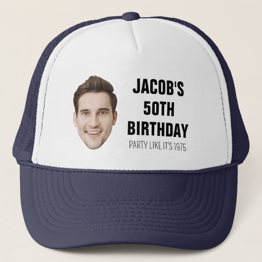 Aangepaste foto 20e 30e 40e 50e 60 verjaardagsfees trucker pet (Voorkant)