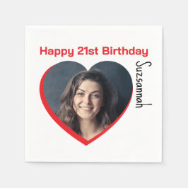 Aangepaste foto 21st Happy Birthday Party-Sjabloon Servet
