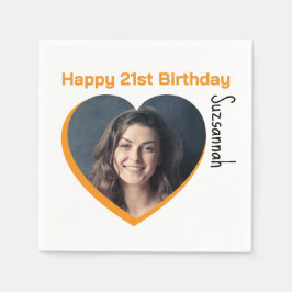 Aangepaste foto 21st Happy Birthday Party-Sjabloon Servet