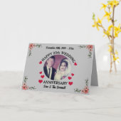 Aangepaste foto 25e bruiloft Jubileum groet Kaart (Gele Bloem)