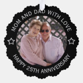 Aangepaste foto 25e bruiloft Jubileum Ornament Kaart (Achterkant)