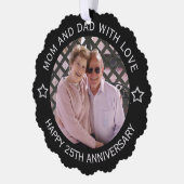 Aangepaste foto 25e bruiloft Jubileum Ornament Kaart (Links)