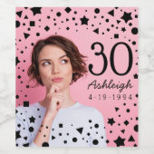 Aangepaste foto 30e verjaardagspapier Bord Wijn Etiket (Enkel label)