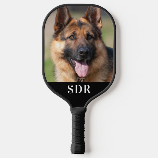 Aangepaste foto 3 Initiaal monogram aangepast Pickleball Paddle (Achterkant)