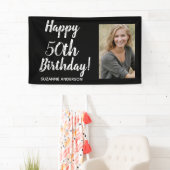 Aangepaste foto 50e mijlpaal Black Birthday Spandoek (Insitu)