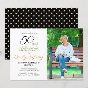 Aangepaste foto 50th Birthday Party 50 en Fabulous Kaart