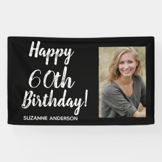 Aangepaste foto 60e mijlpaal Black Birthday Spandoek