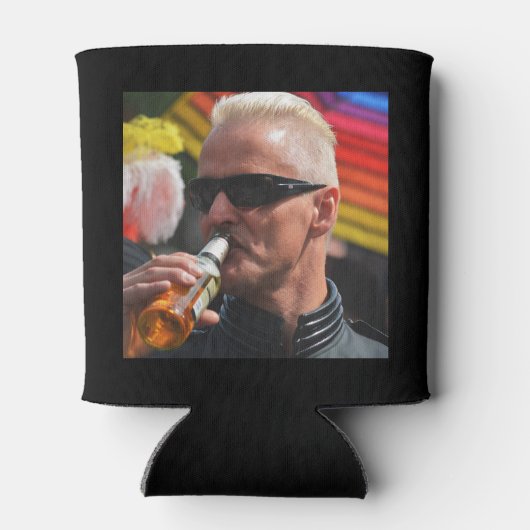 Aangepaste foto 70e verjaardag zwart en goud blikjeskoeler (Achterkant)