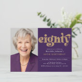 Aangepaste foto 80e verjaardagsfeestje kaart (Staand voorkant)