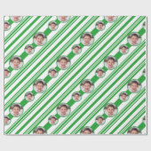 Aangepaste foto Aangepaste groene Logo en witte st Cadeaupapier (Vlak)