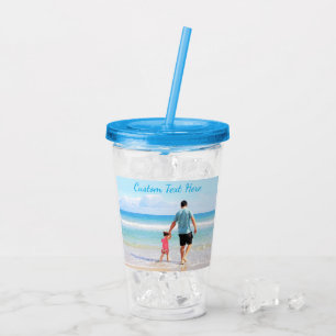 Aangepaste Foto Acryl Tumbler met Tekst Drinkbeker