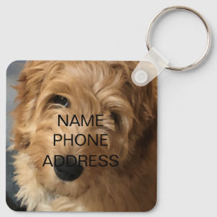 Aangepaste foto afbeelding naam contact info monog sleutelhanger