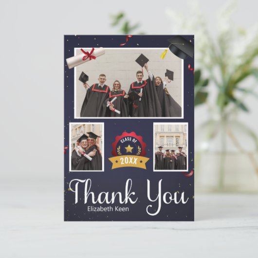 Aangepaste foto afstuderen bedankkaart (Staand voorkant)