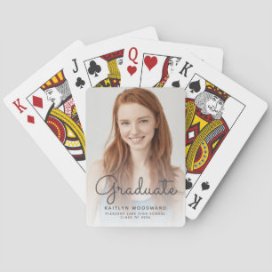 Aangepaste foto-Afstuderen grijs handschrift Pokerkaarten
