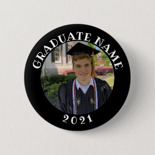 Aangepaste foto-afstuderen speld / knop met jaar ronde button 5,7 cm